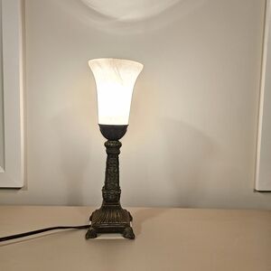 Elegant Bronze Table Lamp with White Shade